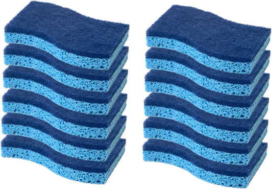 CELOX Sponges Kitchen Sponges for Dishes and Cleaning, 2-Sided Scrub Sponges Dish Sponge and Kitchen Sponge for Washing Dishes, Heavy Duty, Non-Scratch, Sinks, Household Use, Green and Yellow, 12-Pack