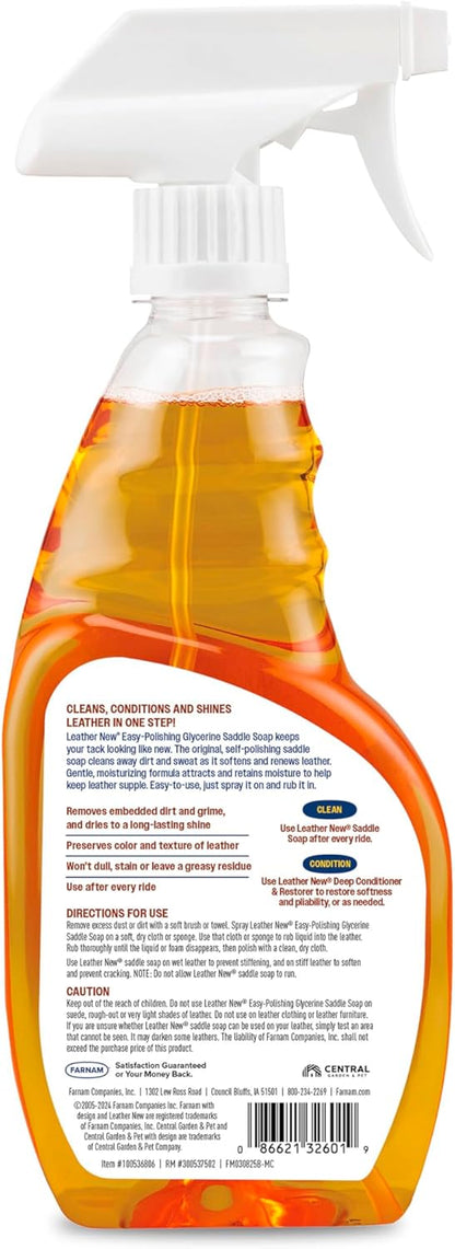 Farnam Leather New Easy-Polishing Glycerine Saddle Soap and Leather Cleaner, 16 oz