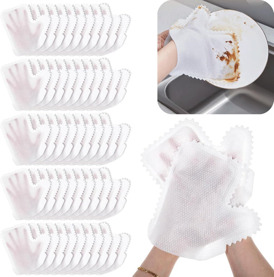 70 Pcs White Microfiber Dusting Gloves, Dusting Mitts Replaces Dust Wipes, Pet Hair Cleaning Possible, Dual-Sided Disposable Gloves