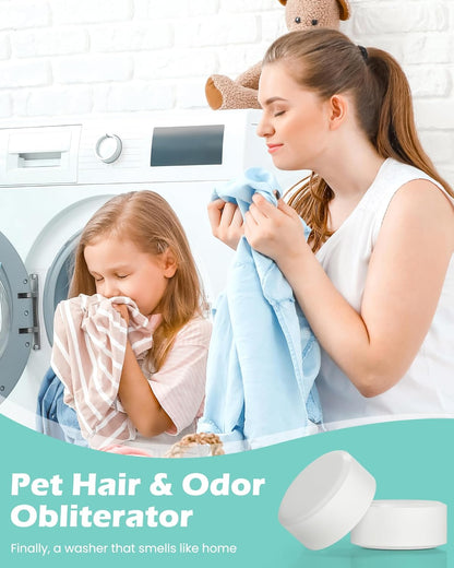 Washing Machine Cleaner Tablets: 24 Pack Deep Cleaning For HE, Front Loader & Top Load Washer, Removes Pet Hair, Odors, Formulated for Pet Owners, Septic Safe, 12 Month Supply, 11G