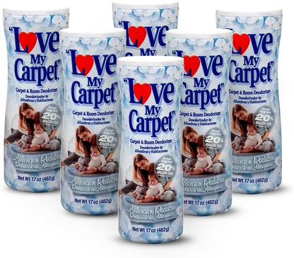6 Love My Carpet | Carpet Deodorizer & Freshener Powder | 17 oz Pet Odor Eliminator for Strong Odor & Pet Urine | FRESH LINEN | Safe for Homes with Pets