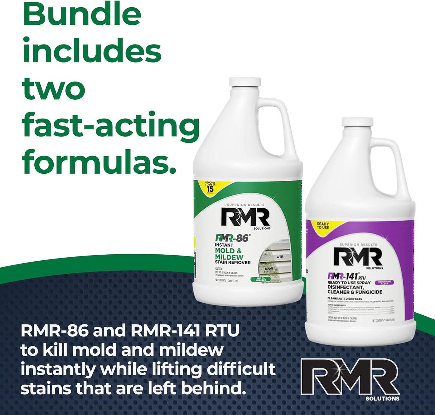 RMR Brands DIY Mold & Stain Remover Bundle, Complete Mold Killer & Mildew Prevention Kit, Disinfectant Spray, Includes 2-32 fluid ounce Bottles