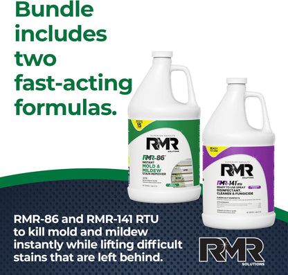 RMR Brands DIY Mold & Stain Remover Bundle, Complete Mold Killer & Mildew Prevention Kit, Disinfectant Spray, Includes 2-32 fluid ounce Bottles