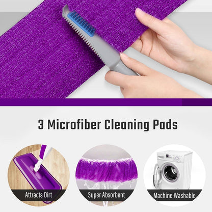Mops for Floor Cleaning Wet Spray Mop with 14 oz Refillable Bottle and 2 Washable Microfiber Pads Home or Commercial Use Dry Wet Flat Mop for Hardwood Laminate Wood Ceramic