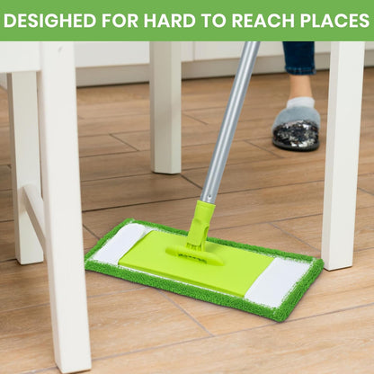 19 Inch Dust Mops for Floor Cleaning with 2 Mop Refill Pads Floor Duster with 58” Long Handle Microfiber Sweeper for Hardwood Tile Baseboard