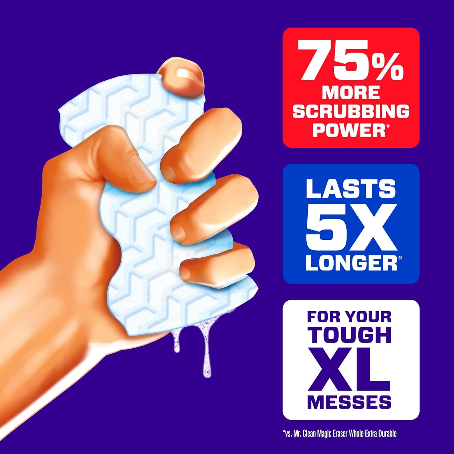 Mr. Clean Magic Eraser Sponge, All Purpose Cleaner, Long Lasting Cleaning Scrubber, Wall Cleaner, Sneaker Cleaner, Oven Cleaner, Kitchen, Bathroom, Shower Cleaning Supplies, Ultra Thick, 5ct