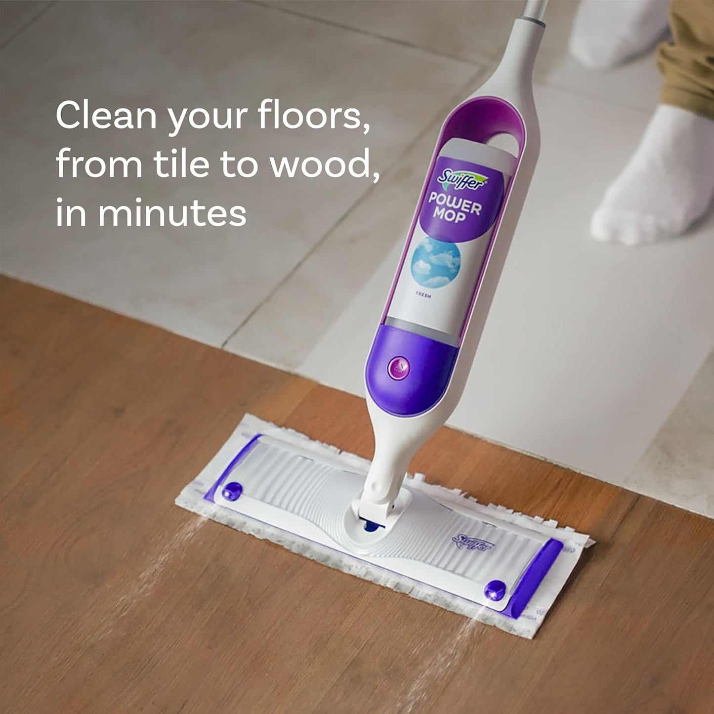 Swiffer PowerMop Floor Cleaning Solution with Fresh Scent, PowerMop Refills, Floor Cleaner for Mopping, 25.3 fl oz, 2 Pack