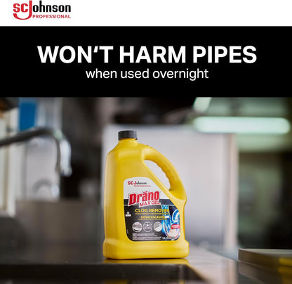 SC Johnson Professional Drano 696642 Max Gel Clog Remover, Bleach Scent, 128 oz Bottle, 4/Carton