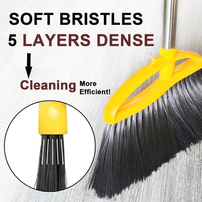 Broom and Stainless Steel Dustpan Set for Home,Metal Dust Pan and Soft Bristles Indoor Kitchen Broom for Office,Lobby