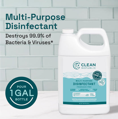Clean Republic Multi-Purpose Disinfectant, Hypochlorous Acid Cleaning Spray, 32 Fluid Ounce Bottle, 2-Pack
