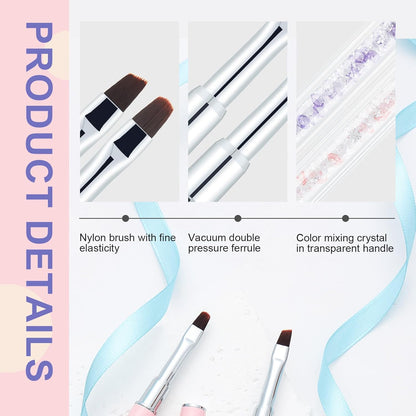3PCS Nail Art Clean Up Brushes -Round/Angled Nail Brushes for Cleaning Polish Mistakes on the Cuticles, Brushes for Nail Art and Designs Painting DIY