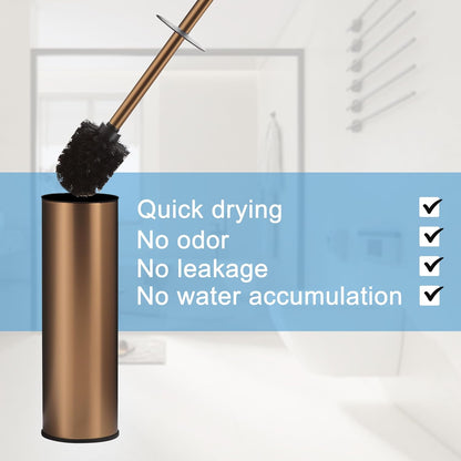 BGL Stainless Steel Toilet Brush with Holder, 2 Black Bristle Heads