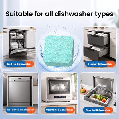 Dishwasher Cleaning Tablets -30 Pack Cleaner and Deodorizer -15 Month Suply for Hard Water Dish Washer Machine, Non Toxic Tabs for Dish, Septic Safe & Odor Remover, Lemon Scent