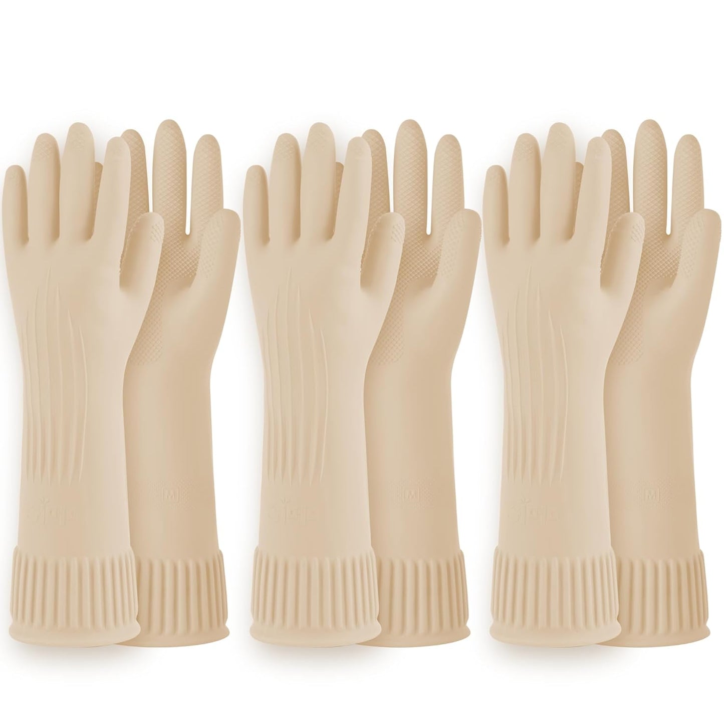 DABOGOSA Mamison 2 Pairs Reusable Waterproof Household Dishwashing Cleaning Rubber Gloves, Non-Slip Kitchen Glove (Pink, Medium (Pack of 2))