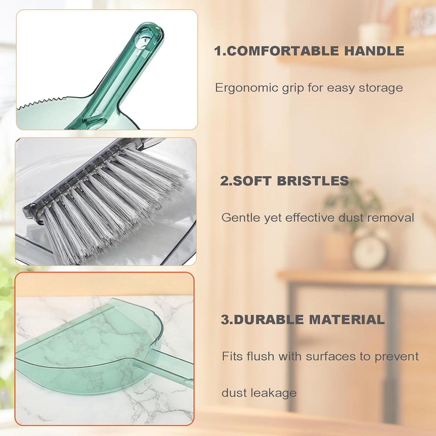 Small Broom with Dustpan Combo Set Mini Broom and Brush Set Hand Sweeper for Cleaning Desk Office Kitchen Pet Nest (White)