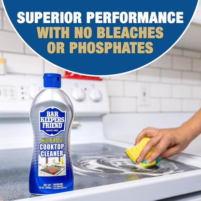 Bar Keepers Friend Cooktop Cleaner (13 oz)- Multipurpose Liquid Stovetop Cleanser, Safe for Use on Glass & Ceramic Cooking Surfaces, Copper, Brass, Chrome, Stainless Steel & Porcelain (Value 6 Pack)