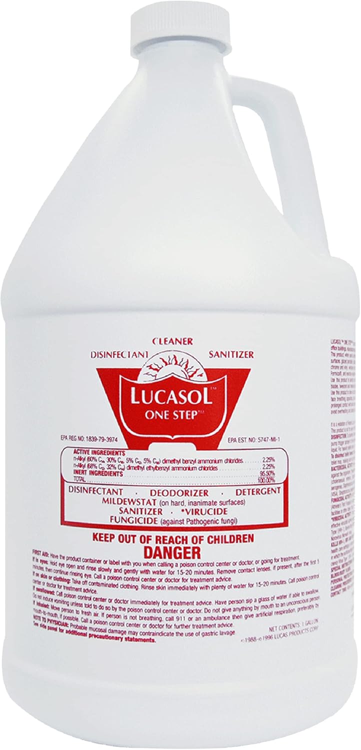 Lucasol One Step Disinfectant, 1 Quart (32 Ounce), All Purpose Cleaner Spray For Hospitals, Barber Supplies, Household Essentials, School, Salons, Household Cleaning And More