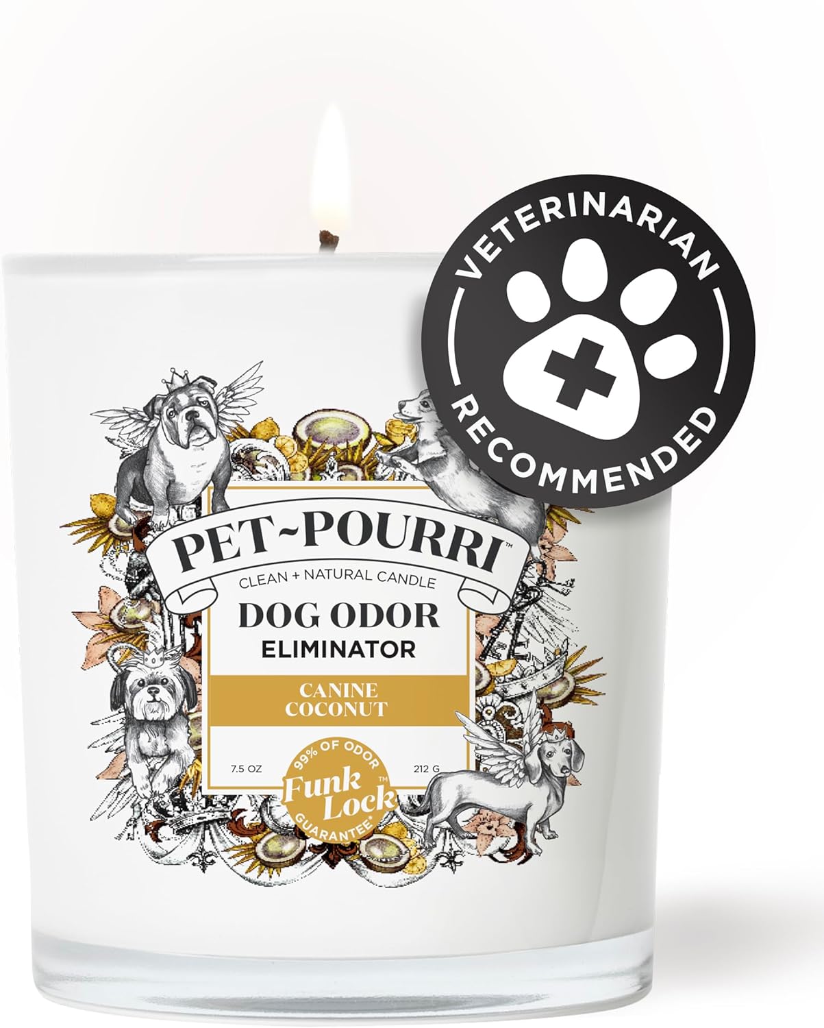 Pet-Pourri Pawsitively Fresh Pet Odor Deodorizer Candle, Burns Up to 45 Hours, Aromatherapy & Air Freshener with Essential Oils, Plant Based Ingredients & Wax, Vet Approved, Jasmine Pear Scent