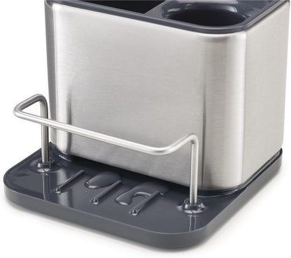 Joseph Joseph Surface Sink Caddy Stainless Steel Sponge Holder Organizer Tidy Drains Water for Kitchen, Small, Silver