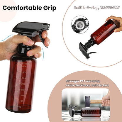 Plastic Spray Bottles Empty Spray Bottle 16.9oz/500ml 2 Pack Heavy Duty Spraying Bottles Mist/Stream Water Bottle for Cleaning Solutions, Essential Oils, Hair (Clear)