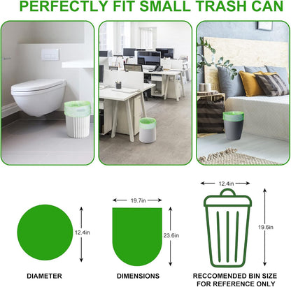 Small Trash Bags 4-6 Gallon, Inwaysin 200 Count Biodegradable Trash Bags 4 Gallon, Extra Strong Small Garbage Bags Unscented, Size Expanded, Green, for Bathroom Bedroom Office Kitchen Trash Can