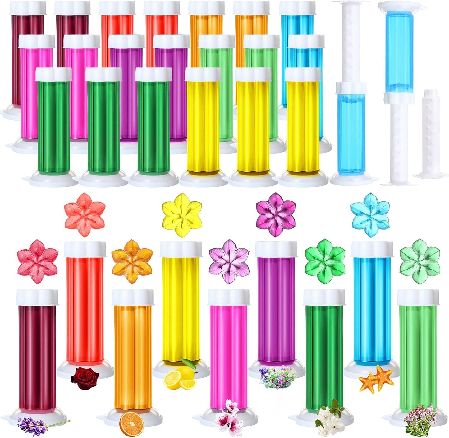 6 Pcs Toilet Gels 84 Count 1 Kind Flower Stamp Bowl Gel Scent Toilet Stain Removal Cleaner Air Freshener Flower Stamps Pack for Bathtubs Bathroom