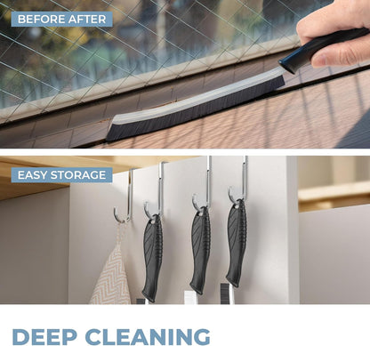 TQRR 3Pcs Cleaning Brush- Includes 1 Soft Bristle Cleaning Brush, 2 Hard Crevice Brush, Bathroom Cleaning Brush, Multifuntianal Grout Brush, Cleaning Tools for Auto Vent Wheel Kitchen House (Black)