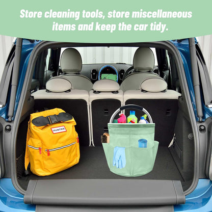 Qivine 17L Cleaning Caddy with Handle, Cleaning Supply Caddy Foldable Tool Bag Cleaning Products Organizers Portable Cleaning Bucket Organiser for Storing Towels(Blue)