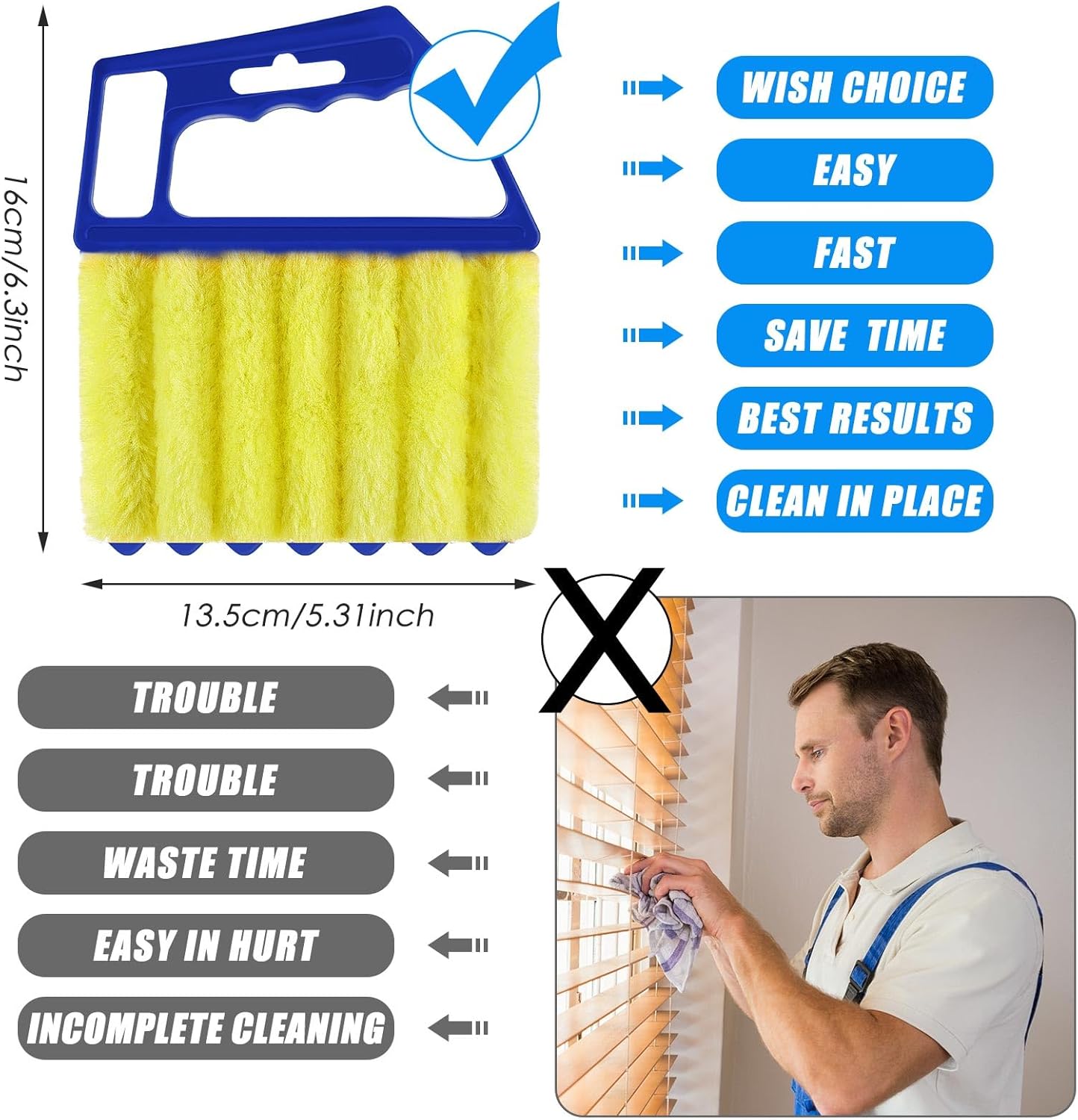 Geiserailie 1 Pcs Window Venetian Blind Cleaner Duster Tool Washable 7 Fingers Dusting Cleaner and Air Vent Shutter Brush Blinds Air Conditioner Fan Duster Dirt Housekeeping Tool (Orange)