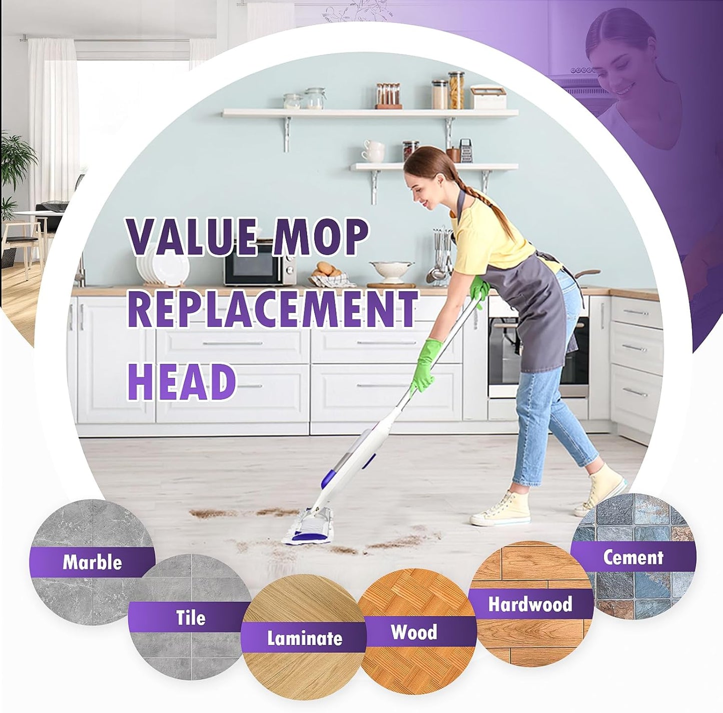 42 Count Disposable for Swiffer Wet Pads Refill Replacement for Swiffer WetJet Spray Mop, Extra Strong Dirt Locking and Water Absorbent, Powerful Stain Removal