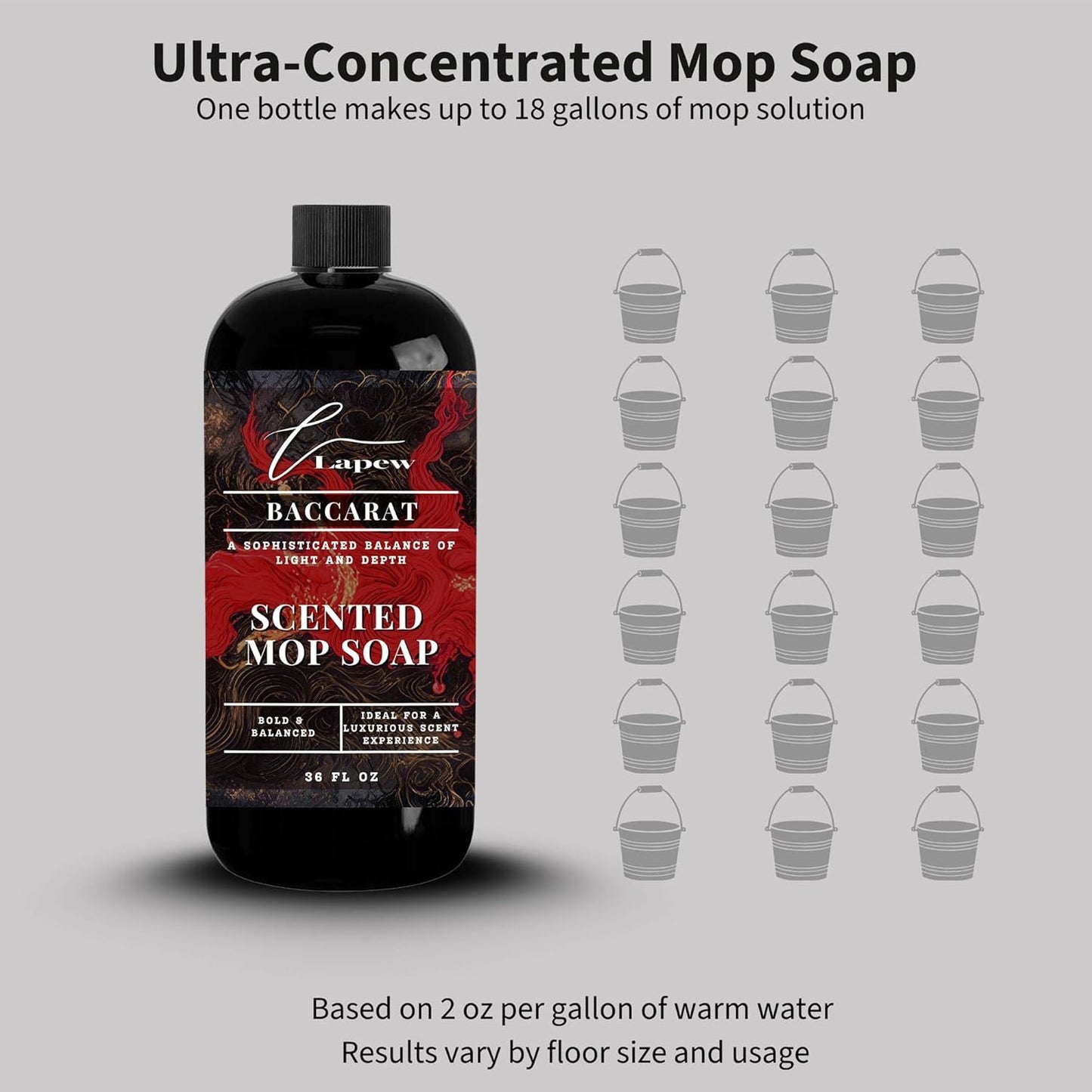 Lapew Santal Scented Mop Soap - Luxury Floor Cleaner Concentrate for Mopping Tile, Laminate, Vinyl & Hardwood | Streak-Free, Low-Foam | 36 oz - Colors A