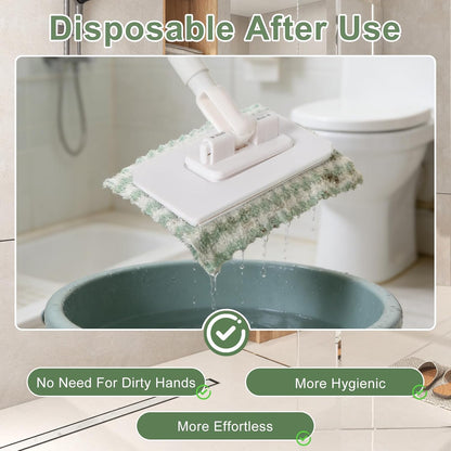 Mini Mop with 39in Handle ,Disposable Dust Mop with 10 Reusable Cloths,No-Touch Attach & Remove Cloth Instantly,Small Disposable Dust Mop Set for Multi Surface Cleaning