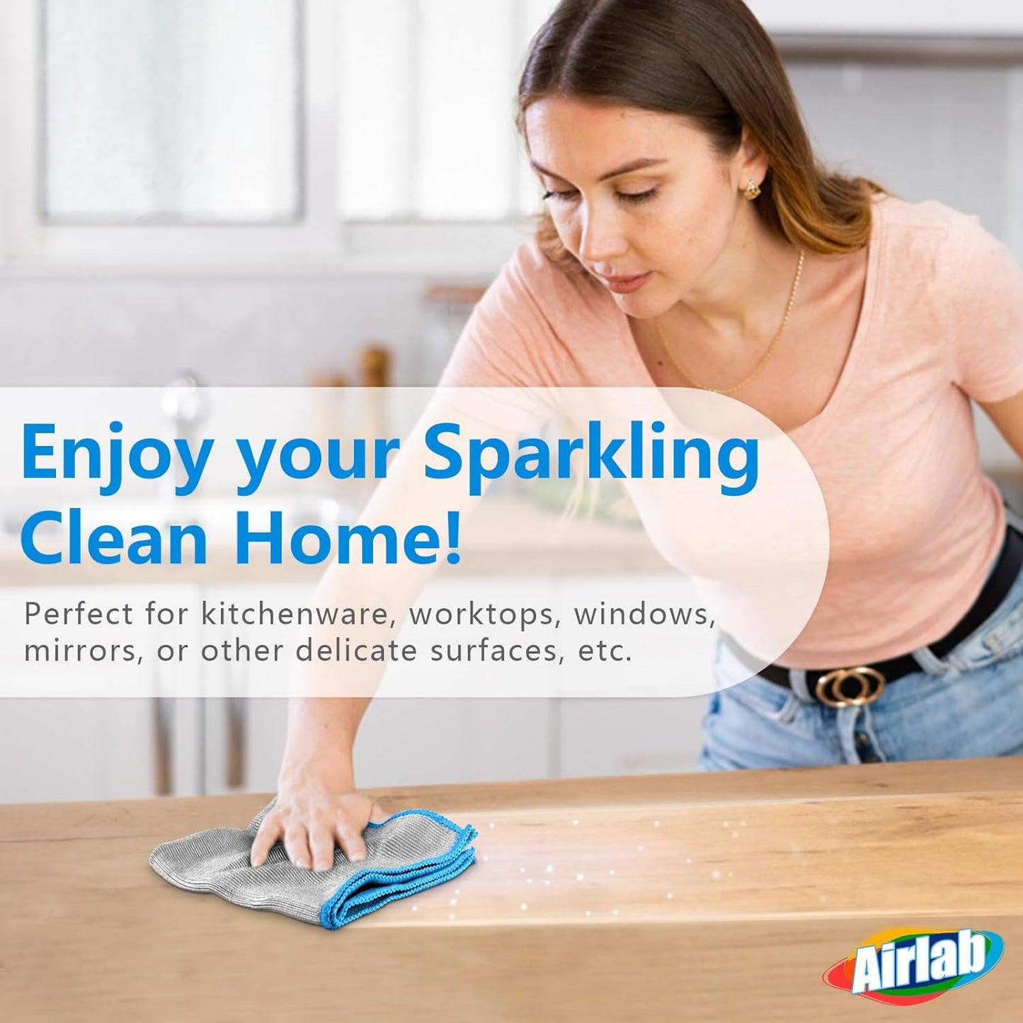 Glass Polishing Cloth Streak Free Miracle Cleaning Cloth Lint Free Microfiber Cleaning Rags for Glasses Kitchen Dish Mirrors Easy Clean, Pack of 6, 12" x 12"