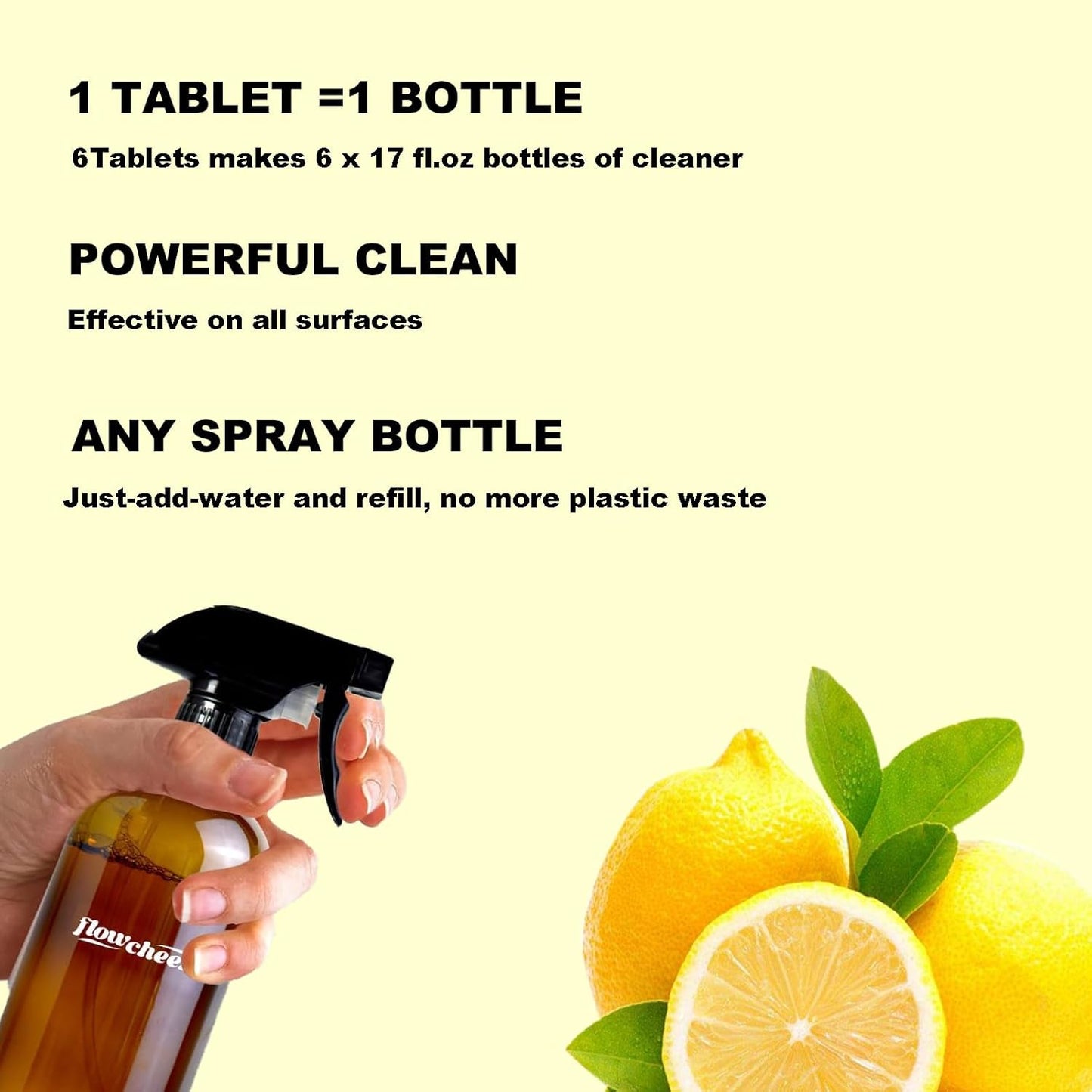flowcheer Multi Surface Cleaner Refills -All Purpose Cleaning Tablets-Makes 192 fl oz(12 x 16 Fl oz) Bottles of Spray Cleaner for Household&Kitchen Cleaning-Lavender Scent(Not Included Bottles)