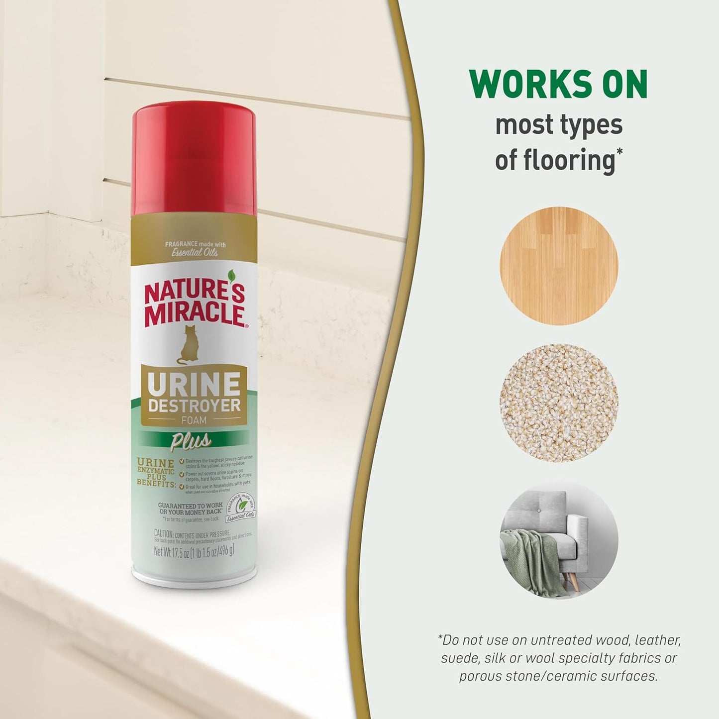 Nature's Miracle Urine Destroyer Plus for Dogs, Enzymatic Formula for Severe Dog Urine Stains, 32 oz