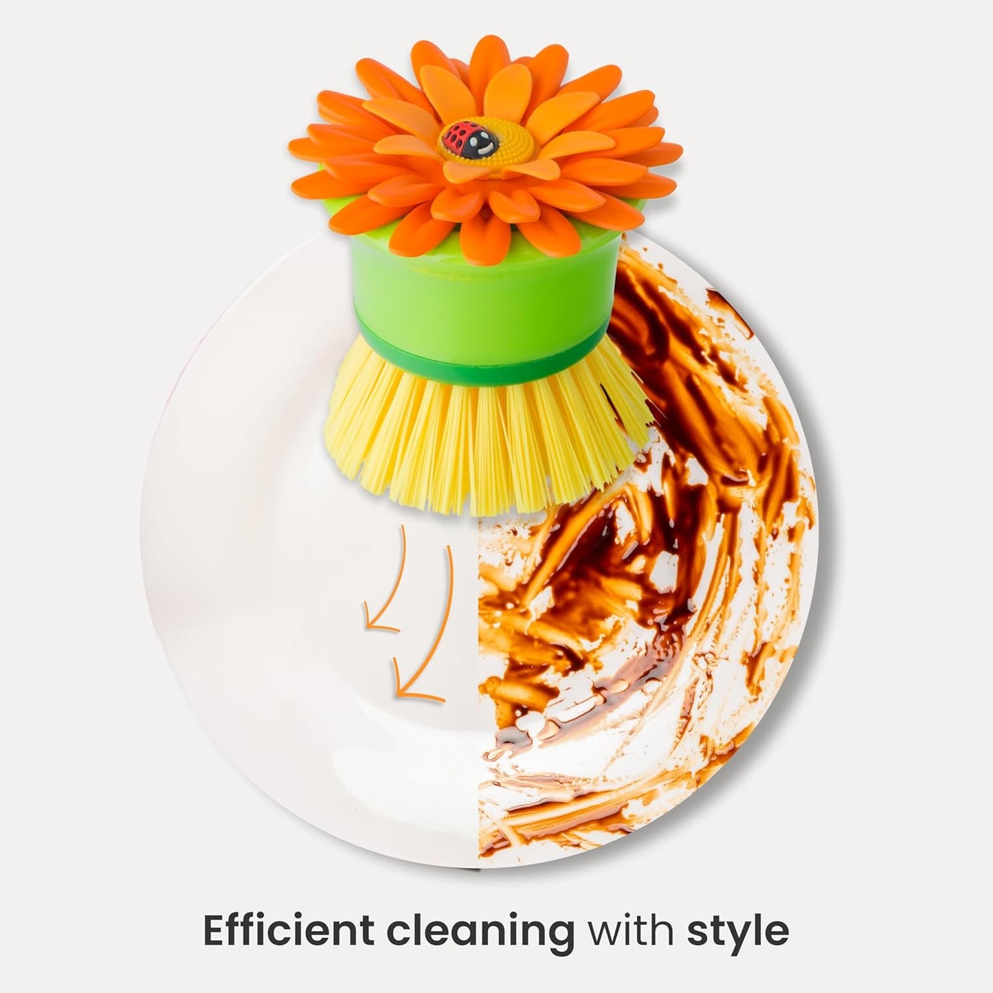 Vigar Flower Palm Dish Scrub Brush with Holder, Perfect Kitchen Brushes for Dishes, Sink Brush and Cleaning Brushes for Household Use, Pink, Green