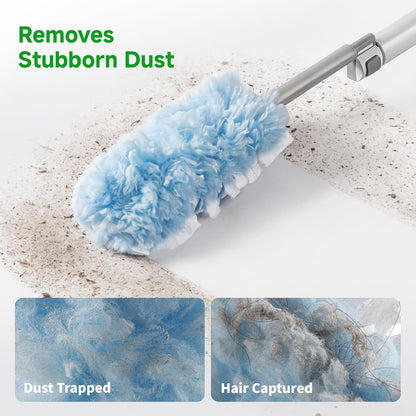 oshang 12 Pack Disposable Heavy Duty Duster Refills - 43" Extendable Handle, Compatible with Swiffer - Dusters for Cleaning Ceiling Fans, Blinds, Furniture & High Corners