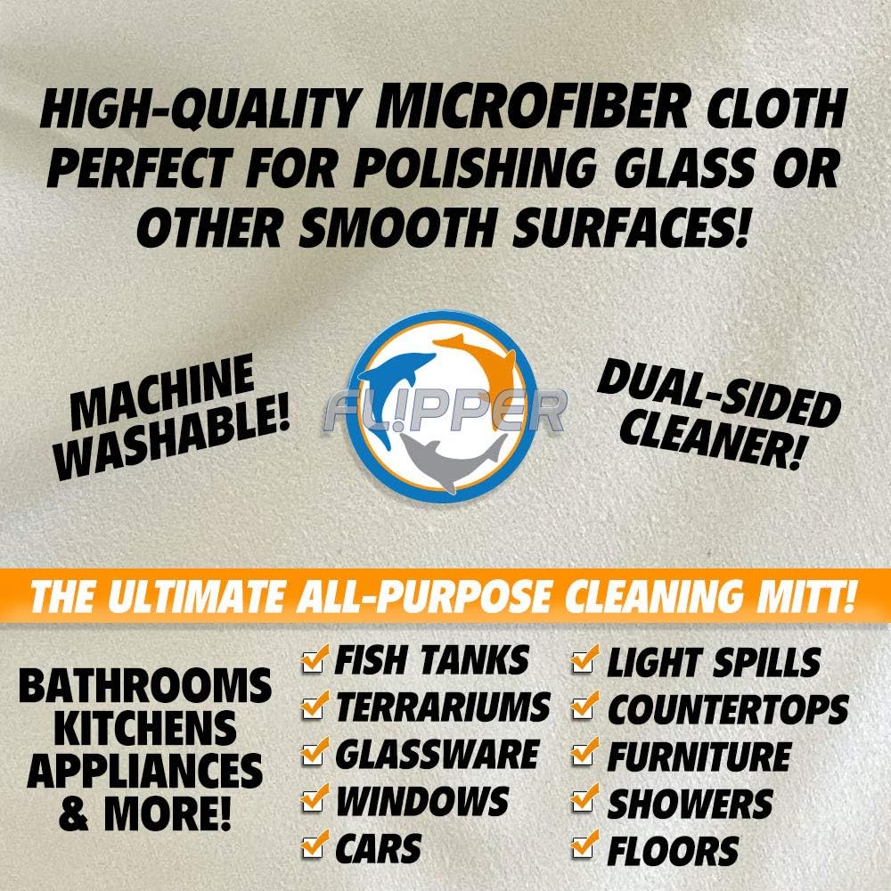 Flipper FLIP-MITT Microfiber Cleaning Mitt 2 Pack, Dual-Sided Terry Cloth & Microfiber Dusting Gloves for House Cleaning, Glass Polishing, Kitchens, Bathrooms, Cars & Aquariums