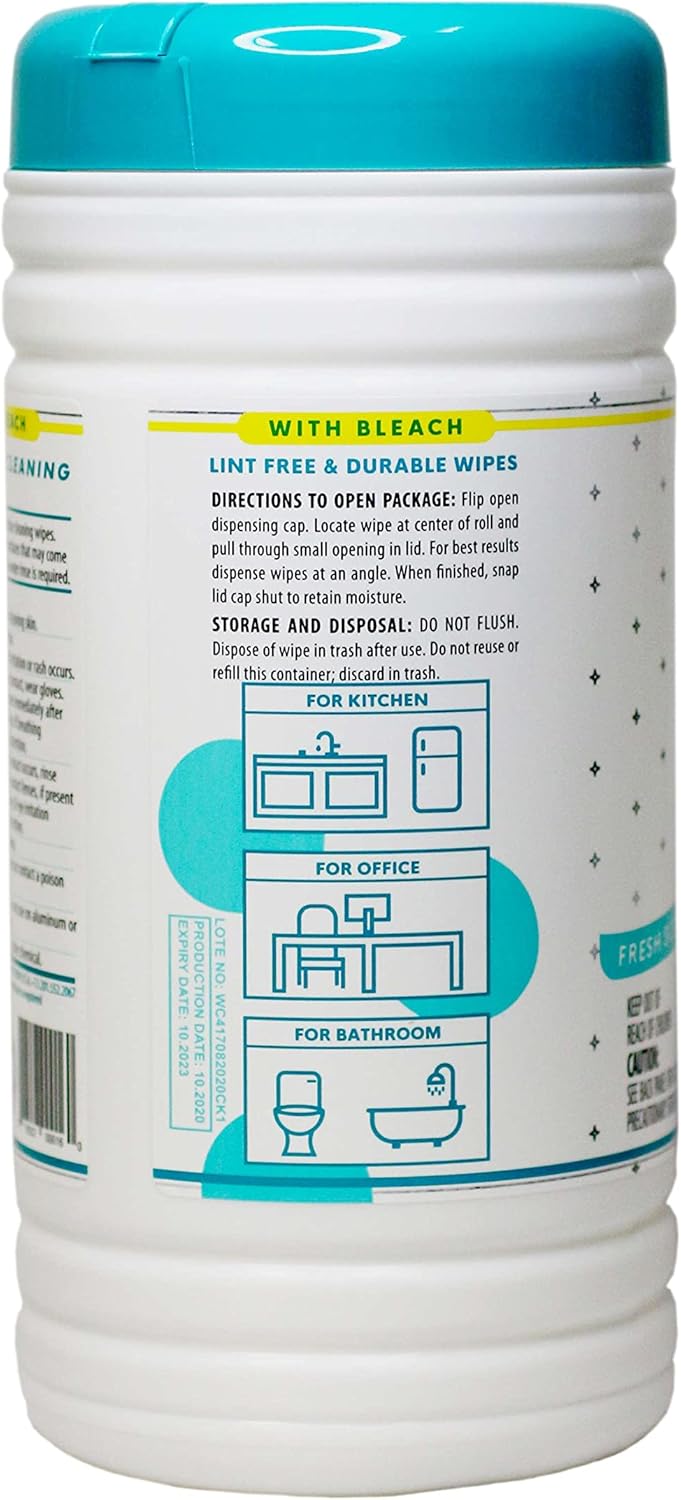 Juniper CLEAN 3 Pack Surface Cleaning Wipes with Bleach, All-Purpose Cleaner for Bathroom, Kitchen, Office, 216 Count Soft Flow, Fresh Scent, Lint Free & Durable