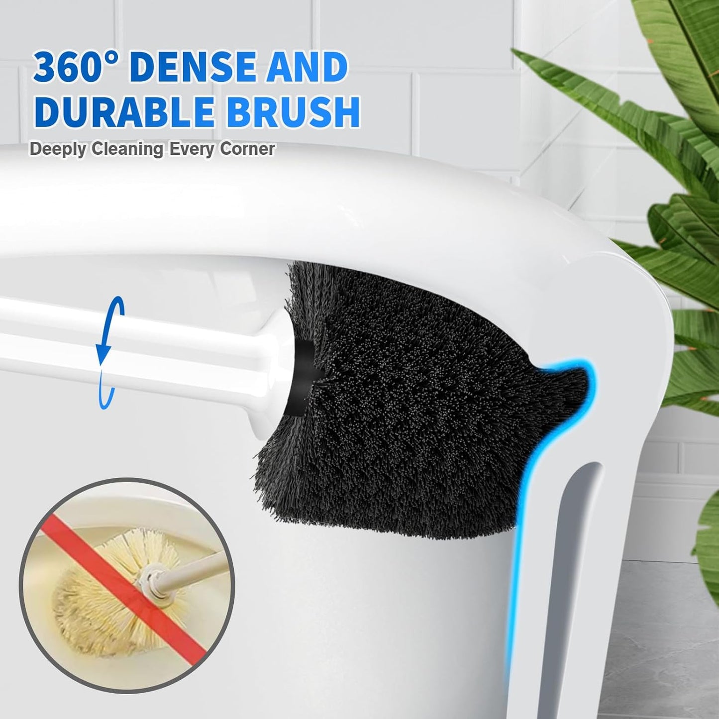 LOVLOY Toilet Plunger and Brush,2 Pack Bowl Brush and Heavy Duty Toilet Plunger Set with Ventilated Holder, 2-in-1 Toilet Brush and Plunger Combo for 5.3-inch Toilet Drain Bathroom Cleaning