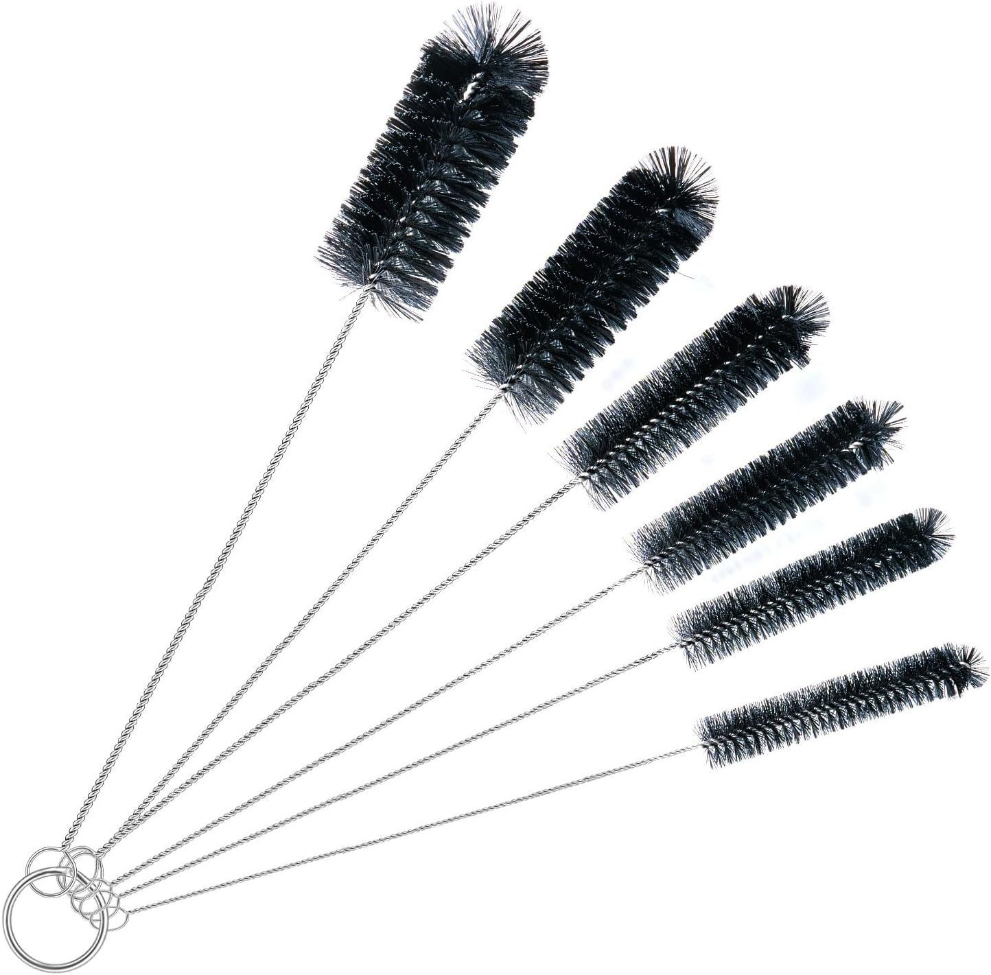 Brush Family Straw Cleaner Brush Set,6 Piece 12" Long Pipe Tube Bottle Brushes for Cleaning Narrow Neck Bottles,Coffee Maker,Glass Cups