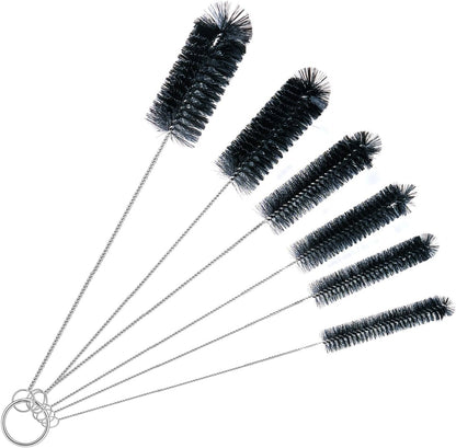 Brush Family Straw Cleaner Brush Set,6 Piece 12" Long Pipe Tube Bottle Brushes for Cleaning Narrow Neck Bottles,Coffee Maker,Glass Cups