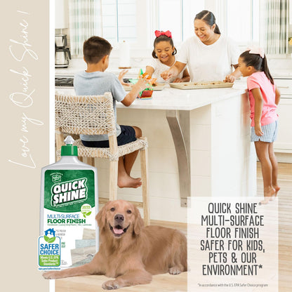 Quick Shine Multi Surface Floor Finish 64oz | Cleaner & Polish to use on Hardwood, Laminate, Luxury Vinyl Plank LVT, Tile & Stone | Safer Choice w/Clean Shine Technology | Shine-Protect-Refresh