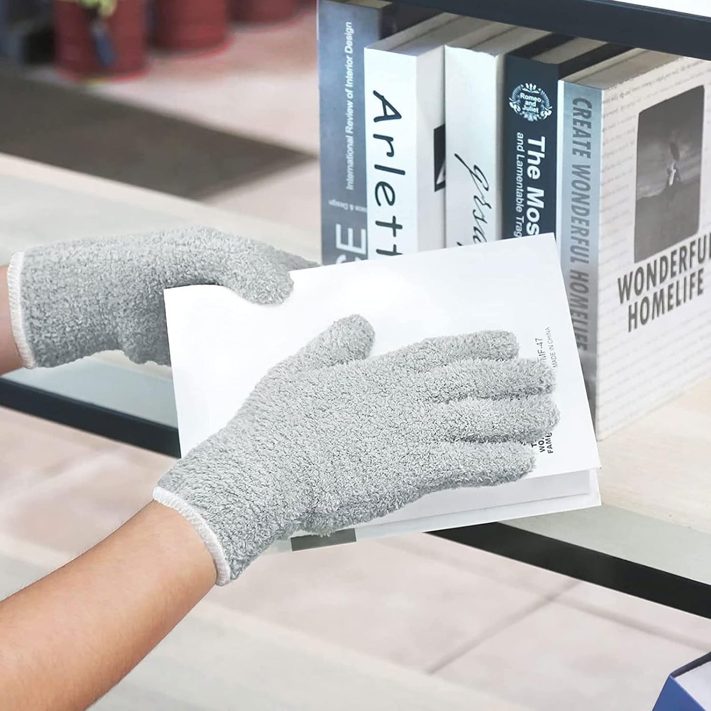 Evridwear Microfiber Plant Dusting Gloves Reusable Leaf Cleaning Glove for Houseplants,Blinds,Furniture and Small Objects