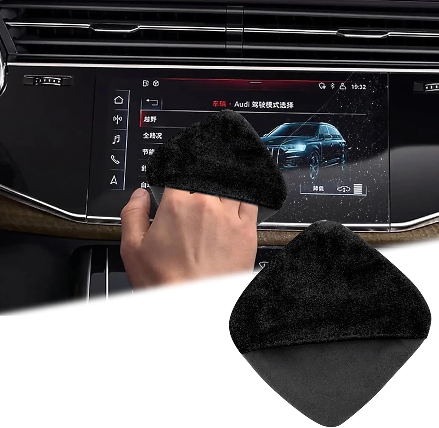 Car Screen Cleaner, 4.1''×4.1'' Microfiber Dashboard Wipes, Square Microfiber Cloth, Car Display Wipes,Vehicle Screen Cleaner Tool universal for Car Dashboard Car Display Car Interior Tools (Black)