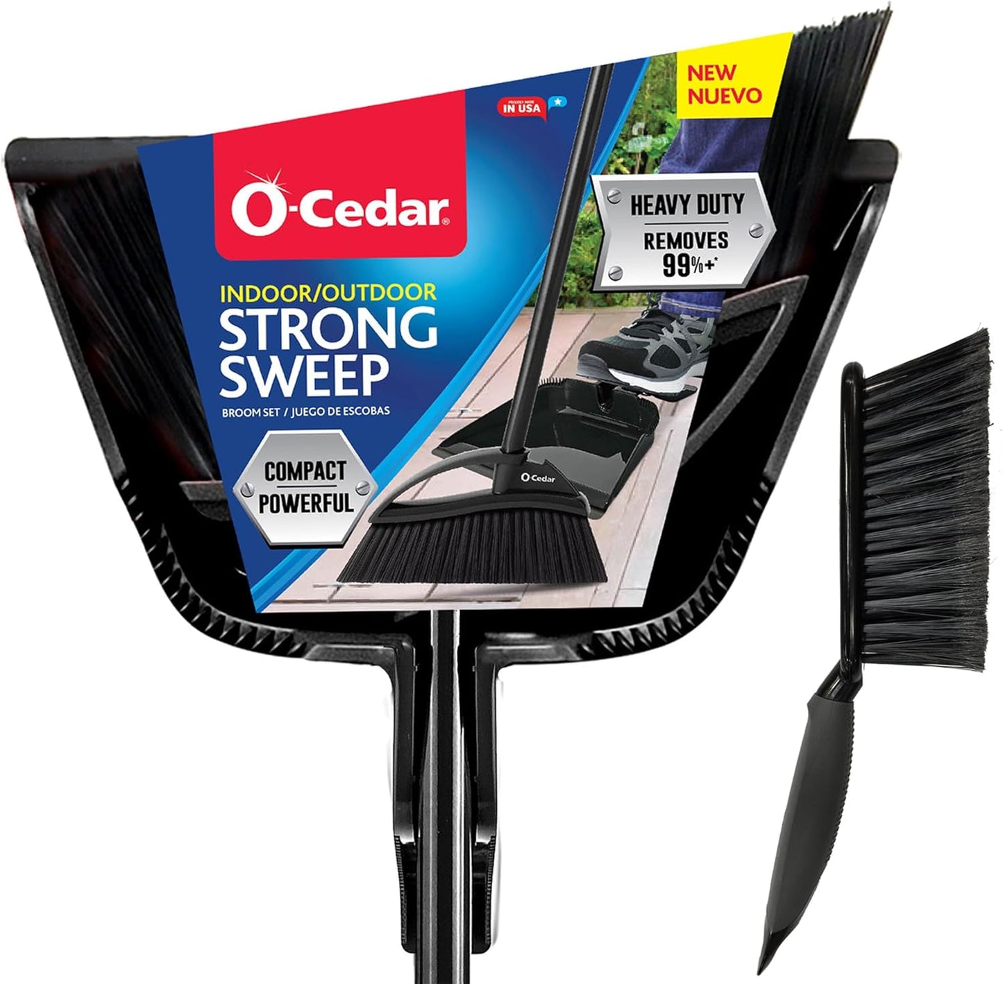 O-Cedar One Sweep Broom with Step-On Dustpan | Remove 99% with One | Lightweight Quiet Cleaning Tool | Ideal for Pet Owners