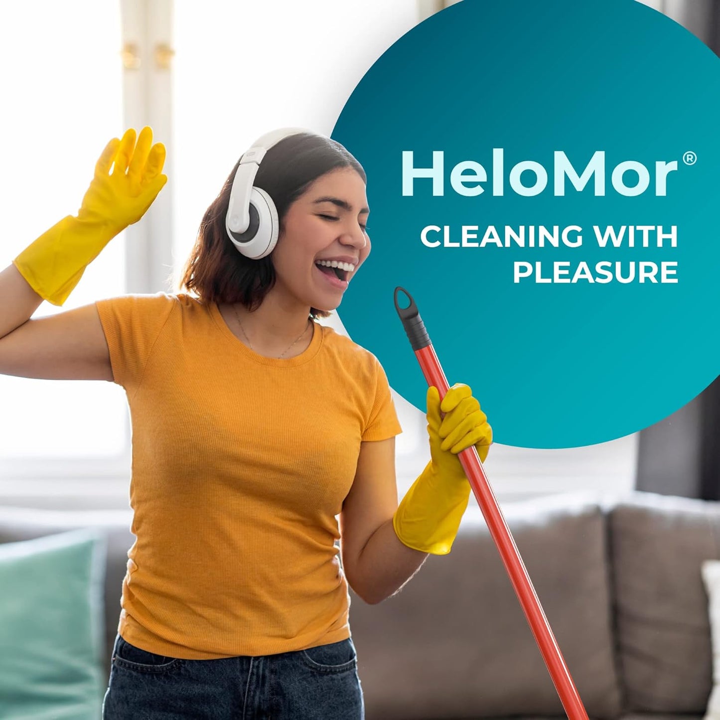 HeloMorSqueegee Broom Scrubbing Brush with Telescopic Long Handle for Garage, Patio, Deck, Tile and Shower (16 Inch (3 Pack))