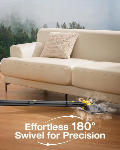 10-in-1 Steam Mop with Detachable Handheld Steamer, 350ml Tank, 10s Heat-Up, 248°F Steam Cleaner, 3-Level Control and Swivel Head for Floors, Carpets, Tiles, BBQ grill Multi-Surface Clean White