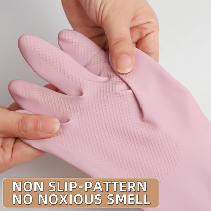 Dishwashing Rubber Gloves Reusable Kitchen Gloves 2Pairs Cleaning Gloves for Washing Dishes Long-lasting&Non-Slip