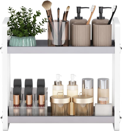 HNRLOY Bathroom Counter Organizer,Bathroom Countertop Organizer,Counter Shelf,Countertop Storage,Organization and Storage,Makeup Shelf,Sink Caddy(Brown 3 Tier)